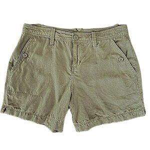 Calvin Klein Women's Shorts Size 4 Olive Green Linen Blend Pockets Outdoors Y2K